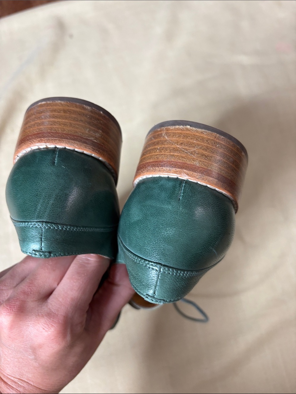 Chocolat Blu Two-Tone Green Wingtip Derby Oxfords - Picture 4 of 8